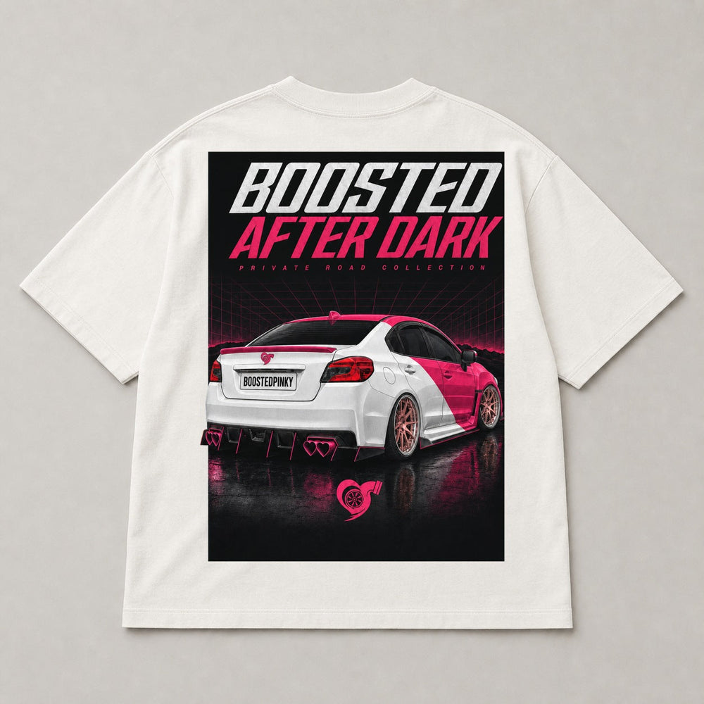 Boosted After Dark white shirt back view