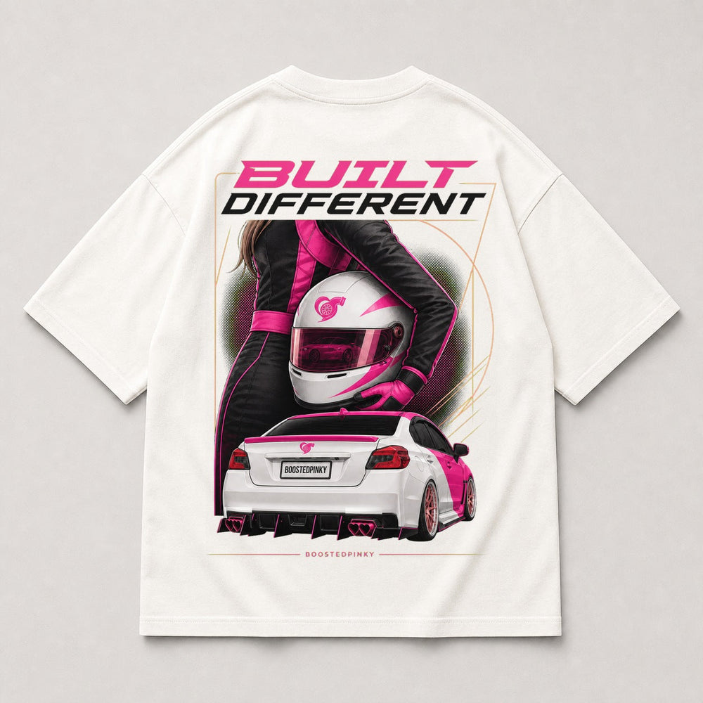 Built Different white shirt back view
