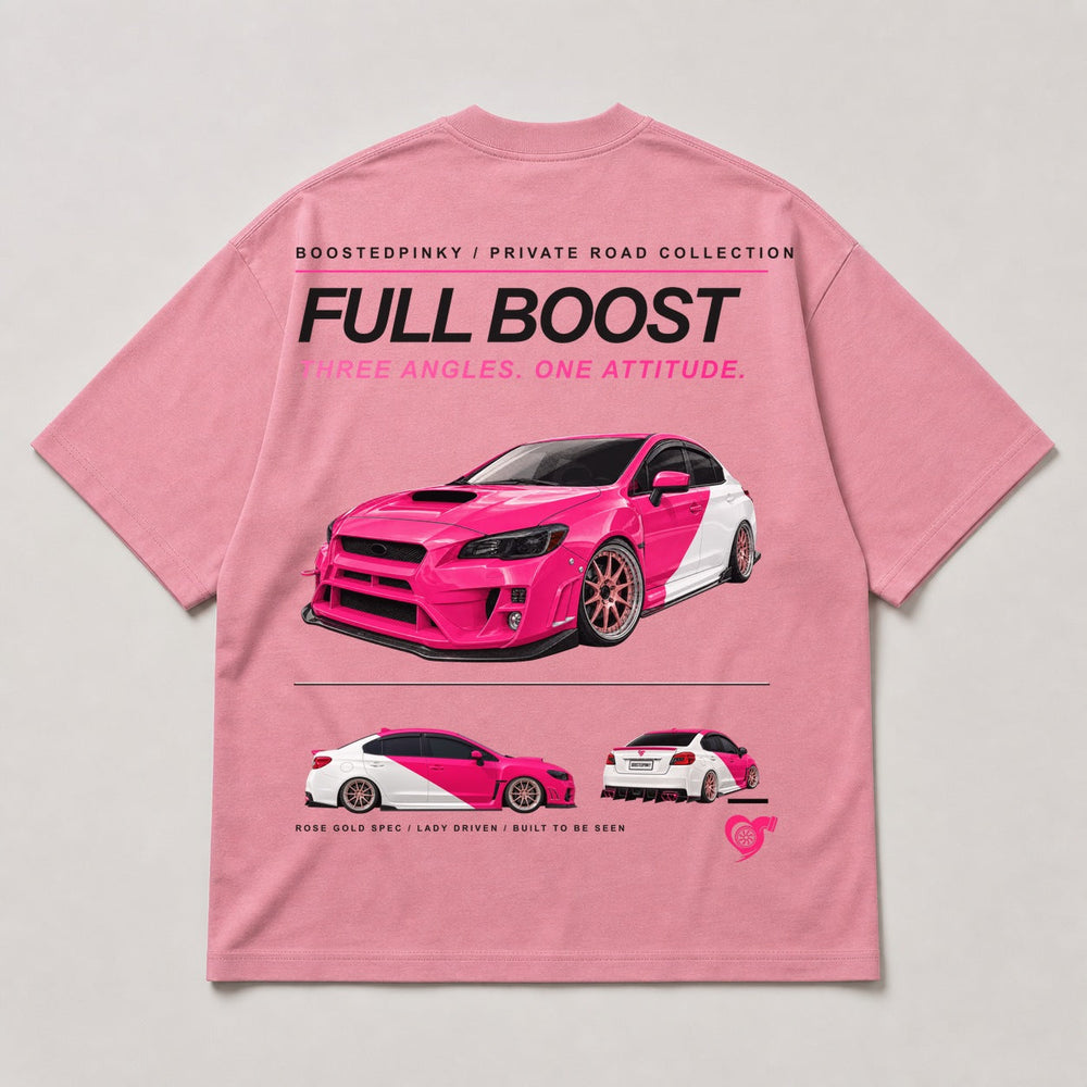 Full Boost pink shirt back view