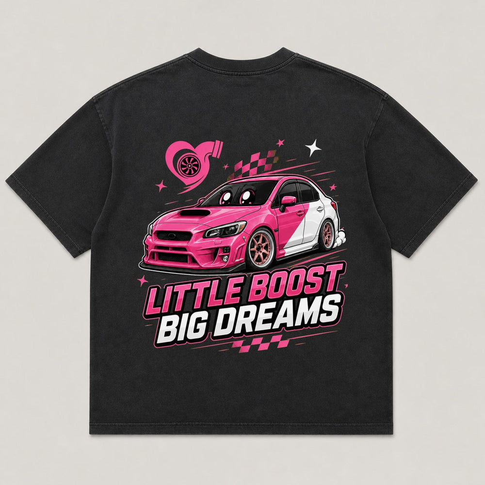 Little Boost, Big Dreams black shirt back view