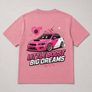Little Boost, Big Dreams pink shirt back view