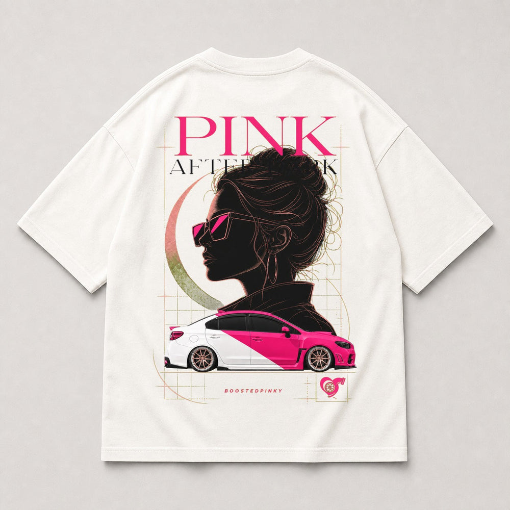 Pink After Dark white shirt back view