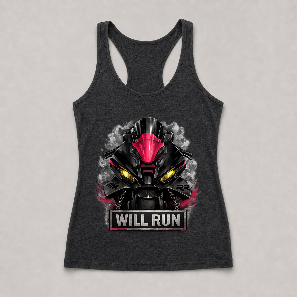 Will Run Racerback Tank Black front view
