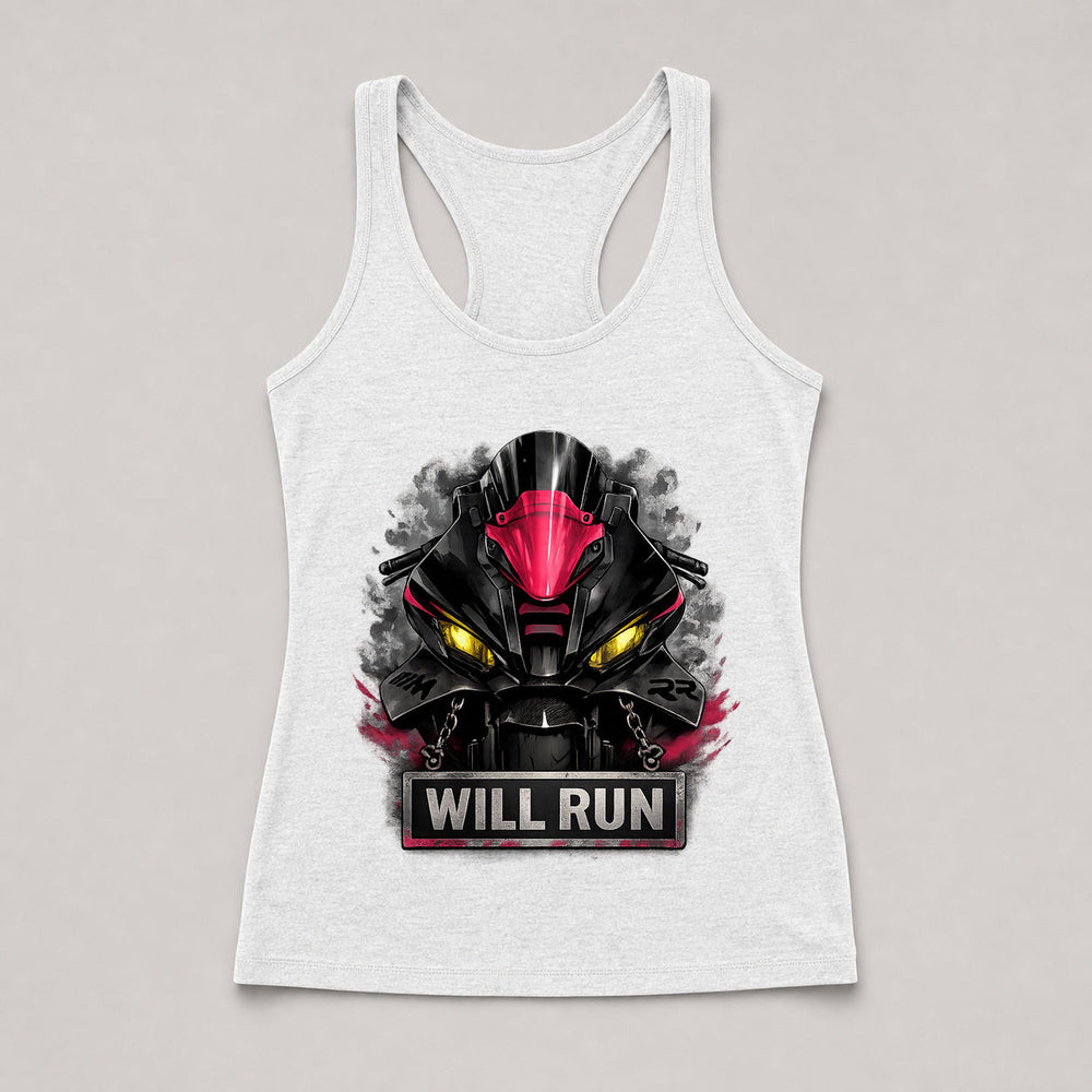 Will Run Racerback Tank White front view