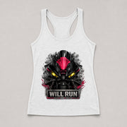 Will Run Racerback Tank White front view